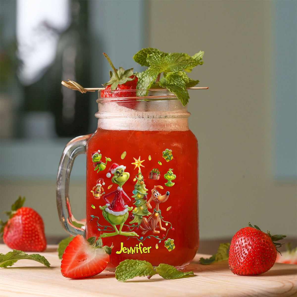 Joyeux Noël Vert - Étole de Noël personnalisée pour bocal Mason