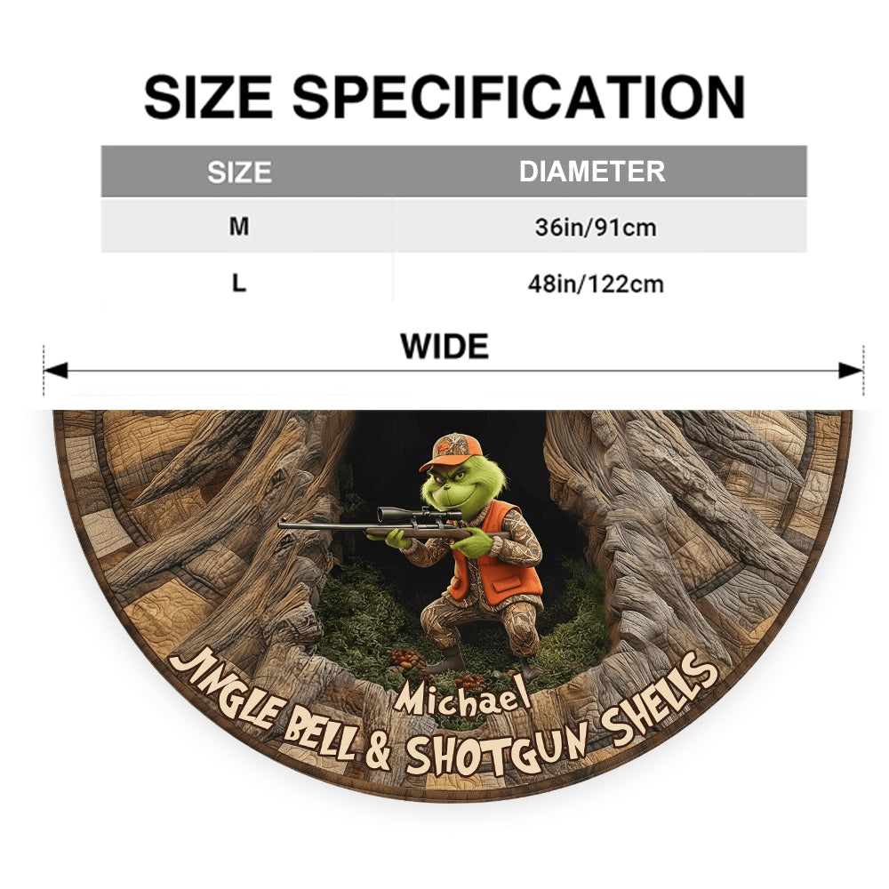 Jingle Bell & Shotgun Shells - Personalized Stole Christmas Shaped Tree Skirt