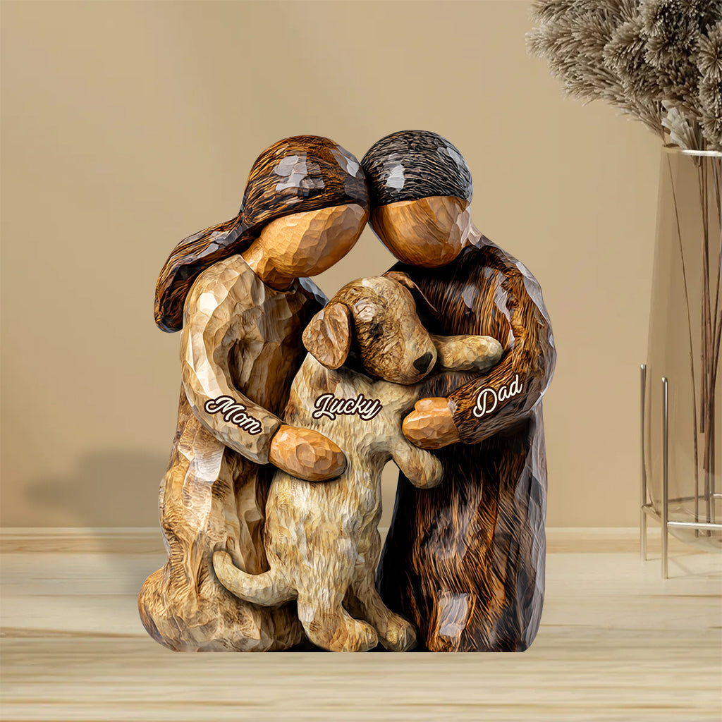 Toi, moi et le chien - Plaque acrylique personnalisée en forme de chien