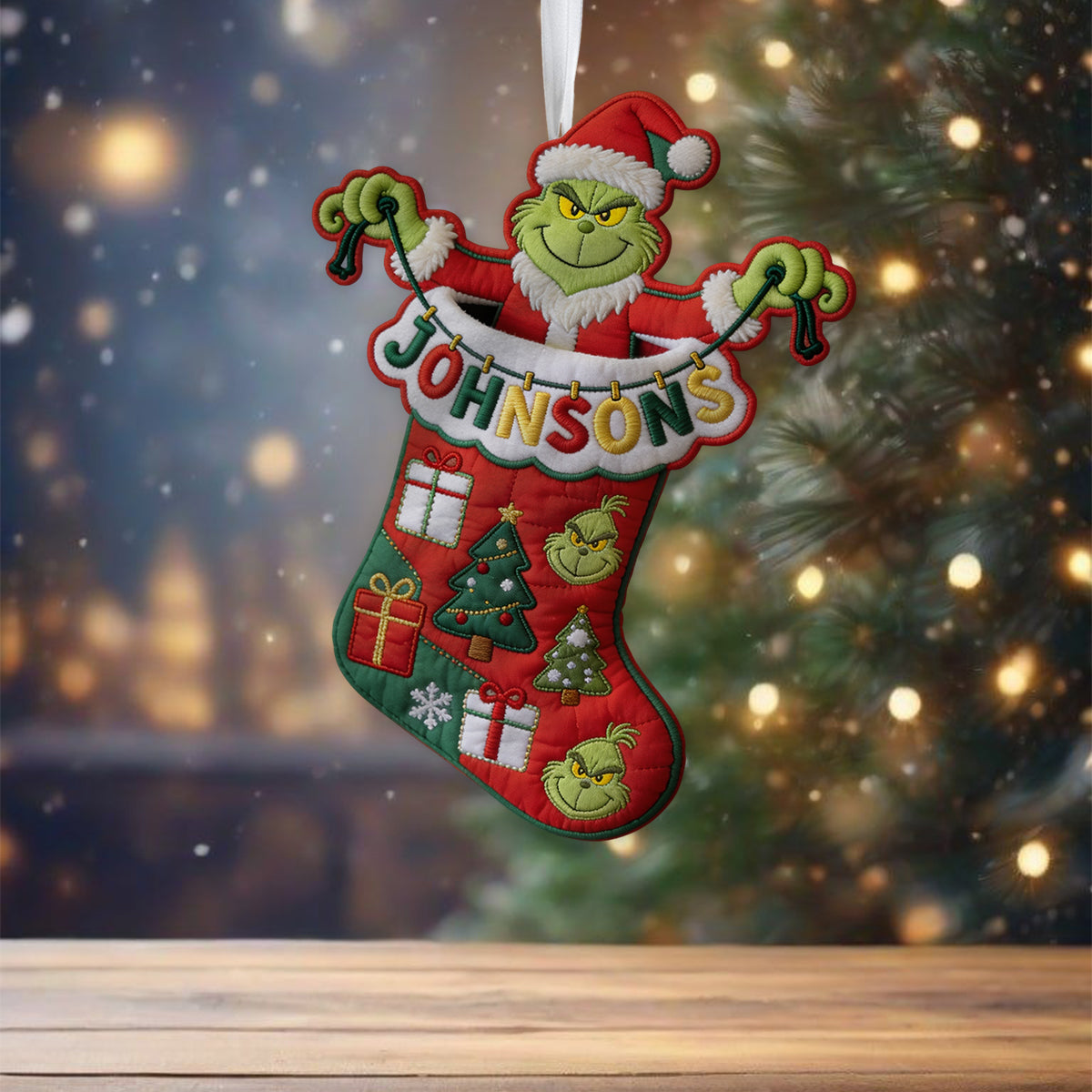 Name Letter Grinchmas - Personalized Stole Christmas Shaped Christmas Stocking