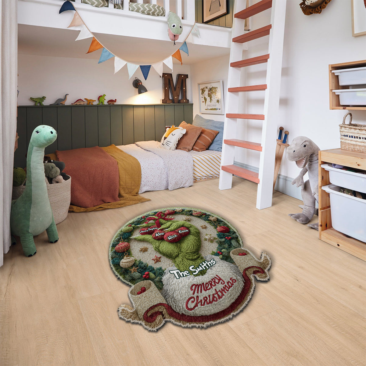 Merry Greenmas - Personalized Stole Christmas Non-Slip Tufted Rug