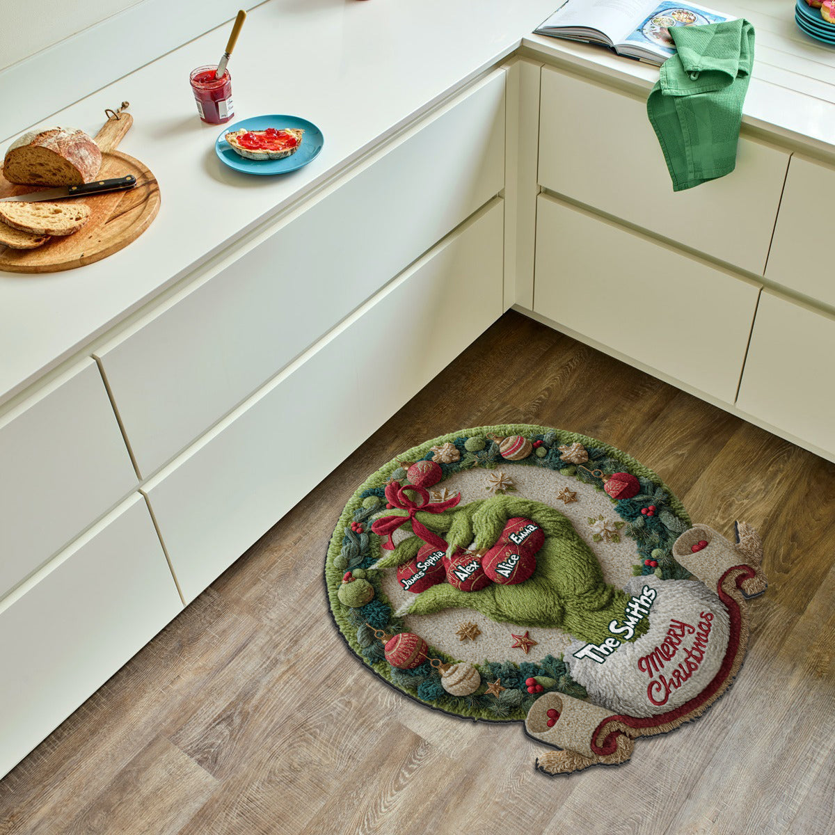 Merry Greenmas - Personalized Stole Christmas Non-Slip Tufted Rug