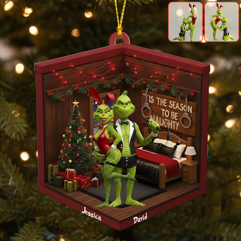 Naughty Green Couple - Personalized Stole Christmas Ornament