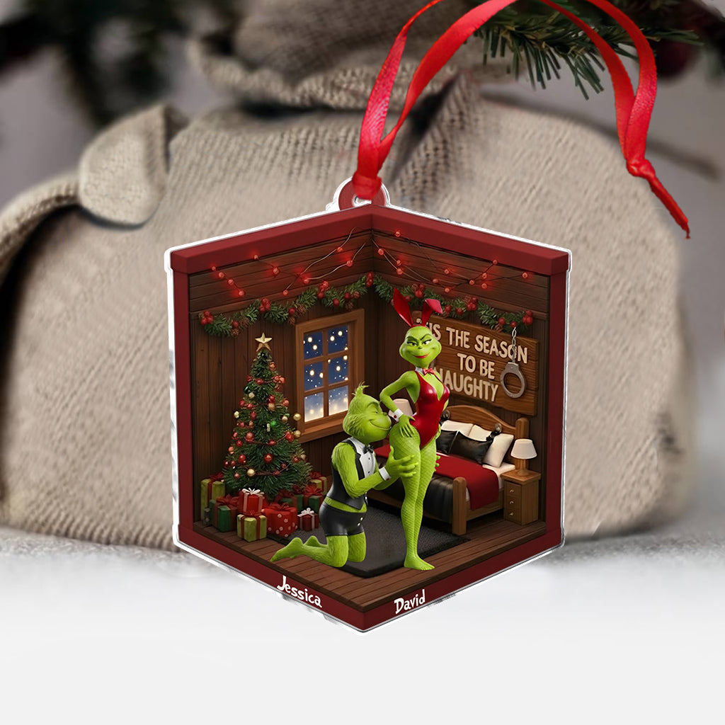 Naughty Green Couple - Personalized Stole Christmas Ornament