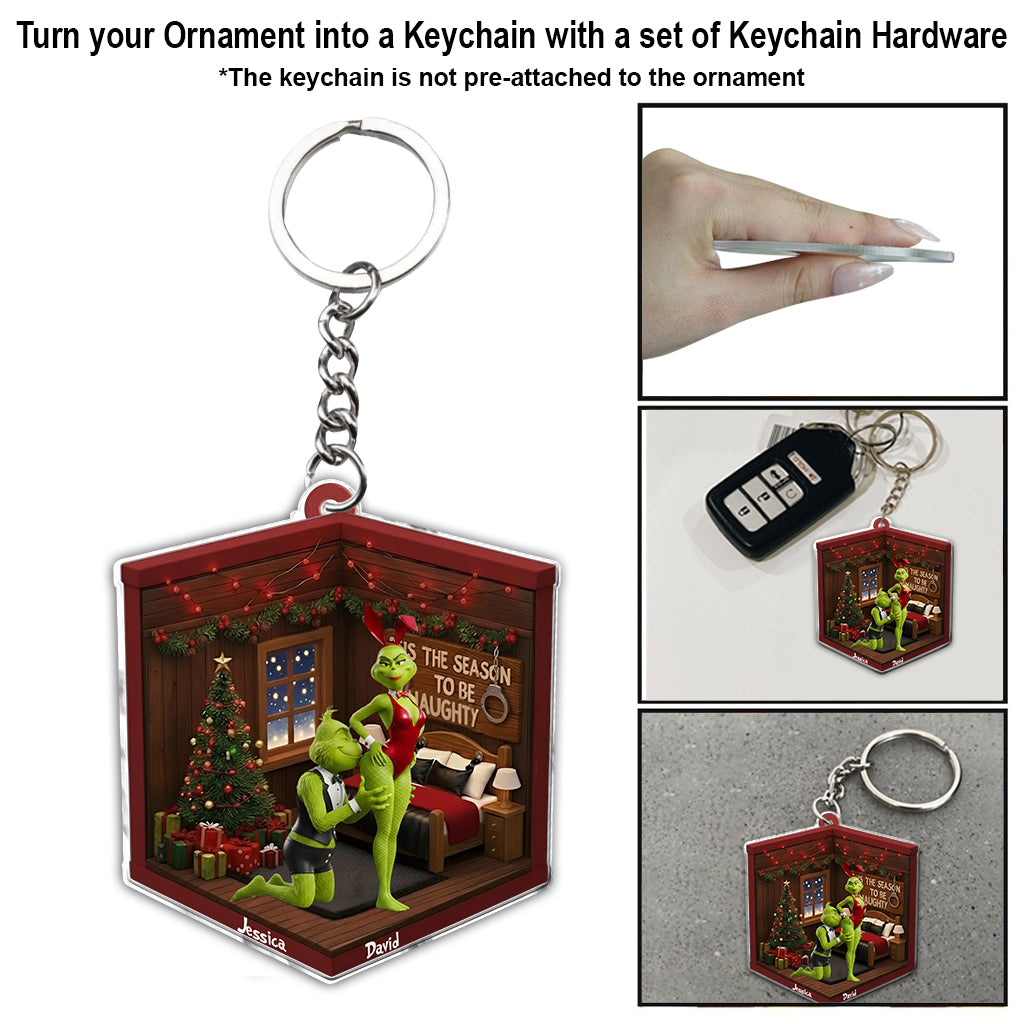 Naughty Green Couple - Personalized Stole Christmas Ornament