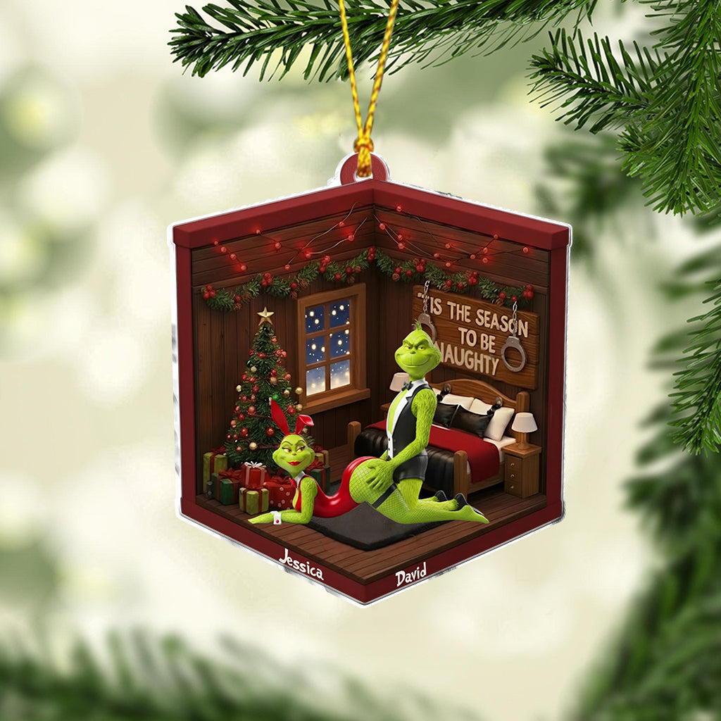 Naughty Green Couple - Personalized Stole Christmas Ornament