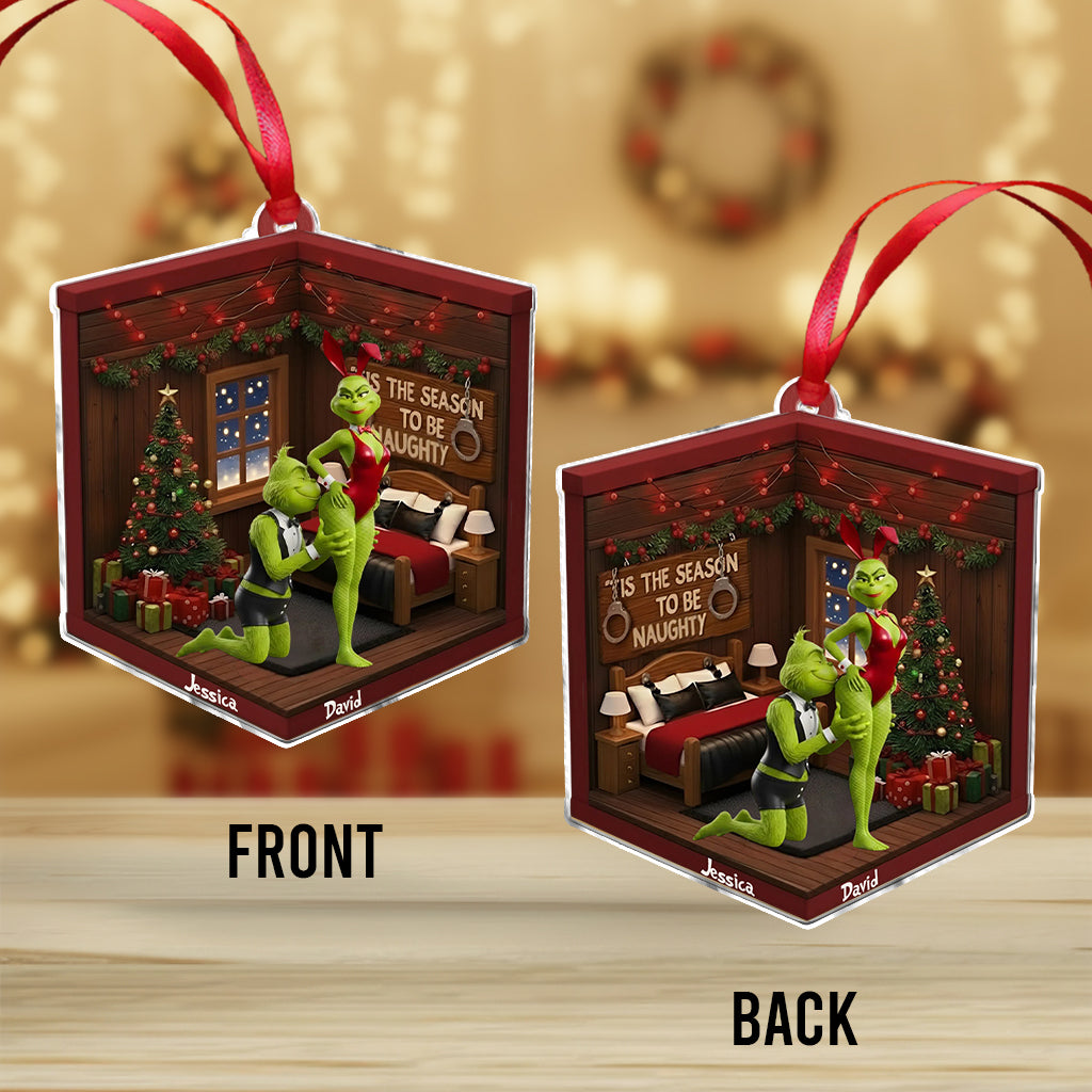 Naughty Green Couple - Personalized Stole Christmas Ornament