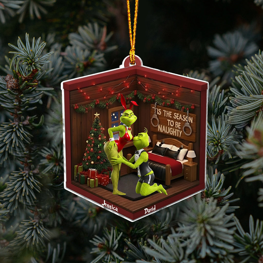 Naughty Green Couple - Personalized Stole Christmas Ornament