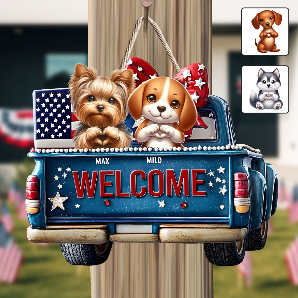 Bienvenue - Panneau en bois personnalisé pour chien