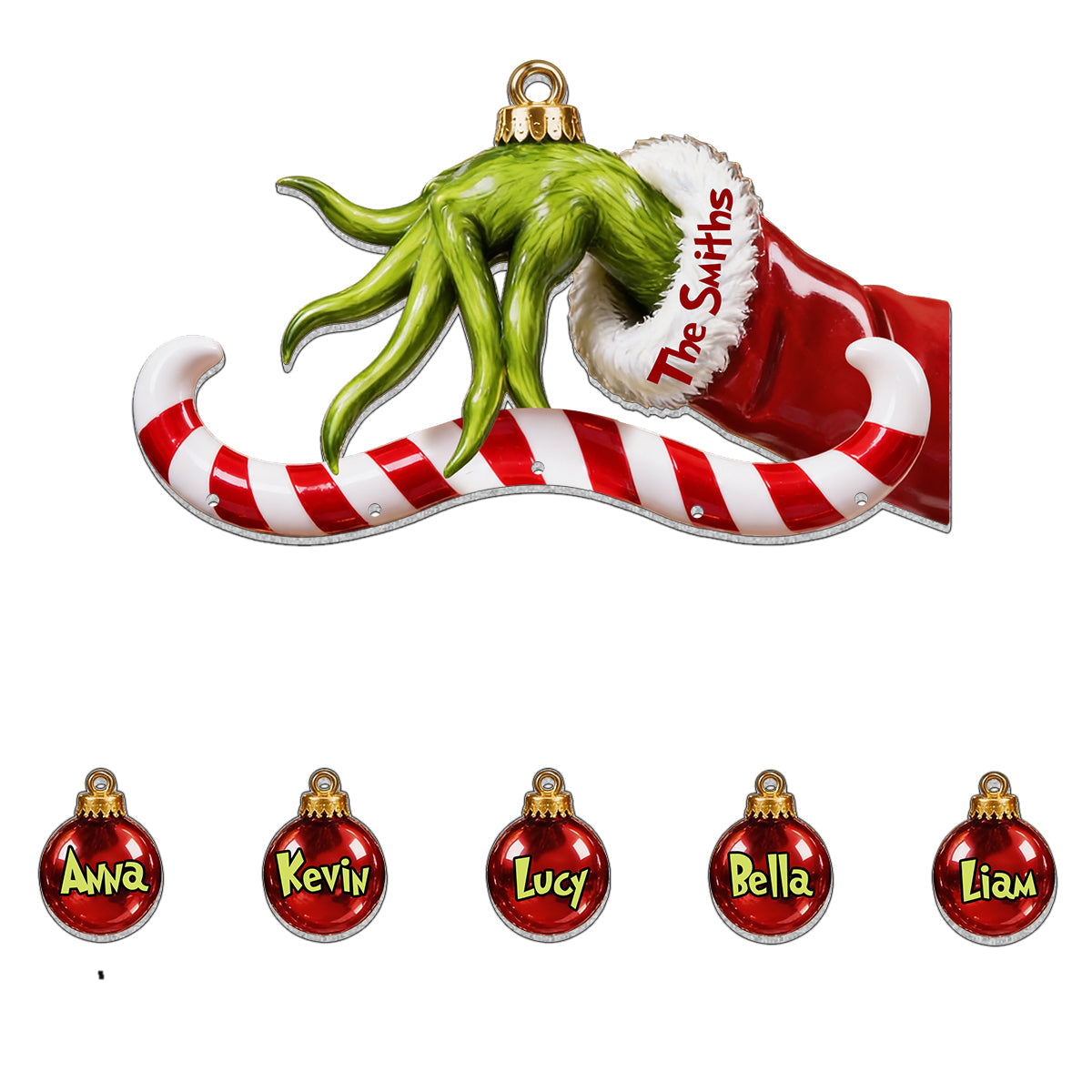 Merry Grinchmas - Personalized Stole Christmas Ornament With Charm