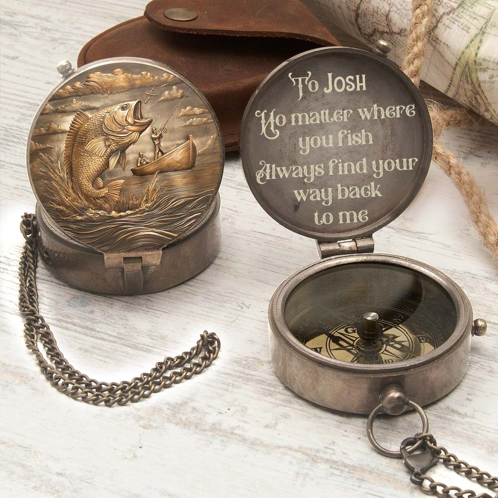 Cadeau pour mari, fils, papa pêcheur... - Boussole de pêche personnalisée