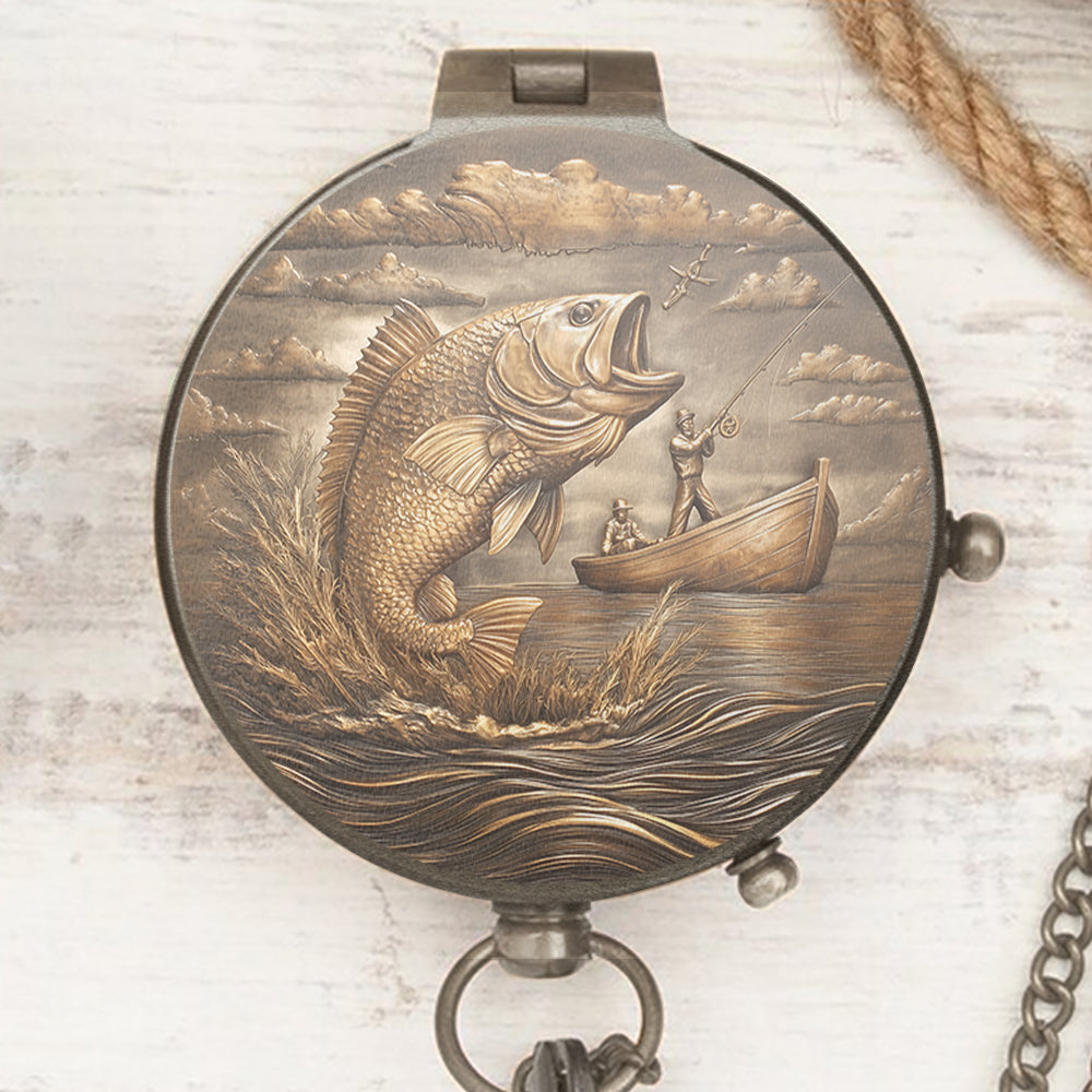 Cadeau pour mari, fils, papa pêcheur... - Boussole de pêche personnalisée
