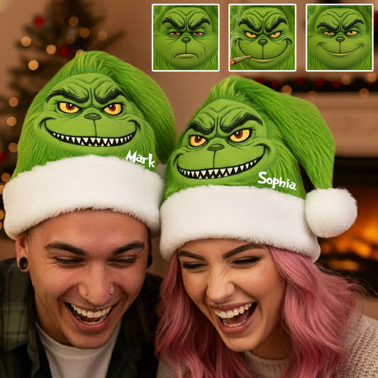 Green Monster Christmas Movie - Personalized Stole Christmas Santa Claus Hat