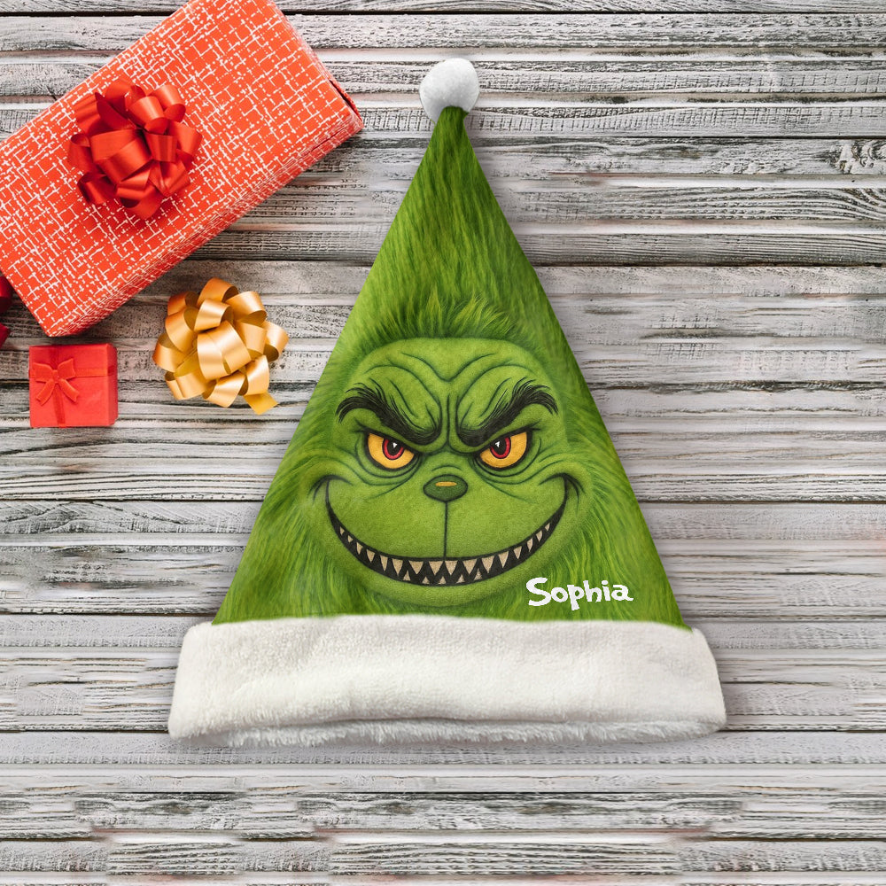 Green Monster Christmas Movie - Personalized Stole Christmas Santa Claus Hat