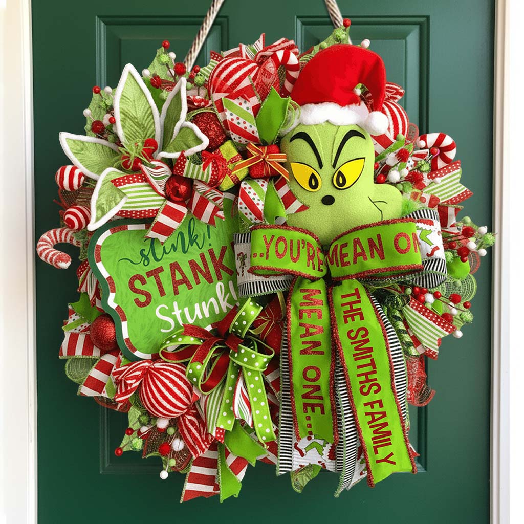 Stink Stank Stunk Green Mischief Naughty Monster - Personalized Stole Christmas Custom Shaped Wood Sign