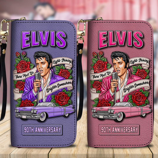 There Must Be Light Shinning Brighter Somewhere - Personalized King of Rock and Roll Leather Long Wallet
