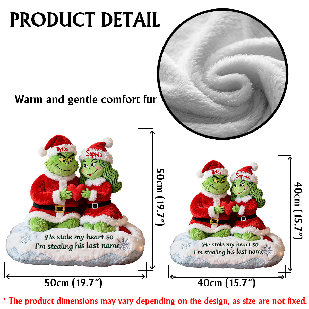 He Steal My Heart - Personalized Stole Christmas Faux Fur Shaped Pillow