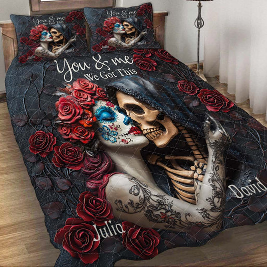 You & Me We Got This - Personalized Skull Quilt Set