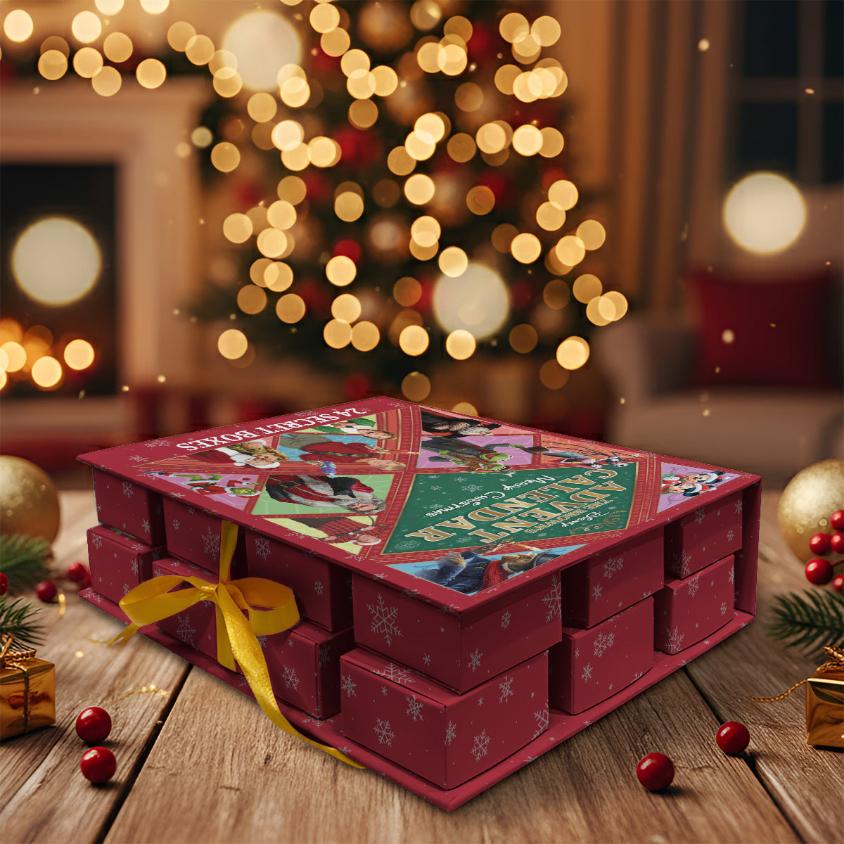 Christmas Movie Advent Calender - Personalized Christmas Folded Advent Calendar With Ornaments