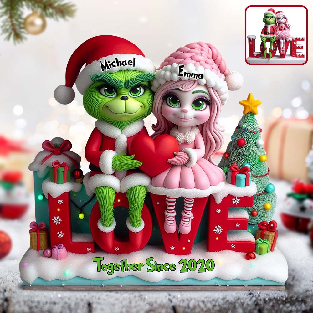 Couple Gift Merry Grinchmas - Personalized Stole Christmas Custom Shaped Acrylic Plaque