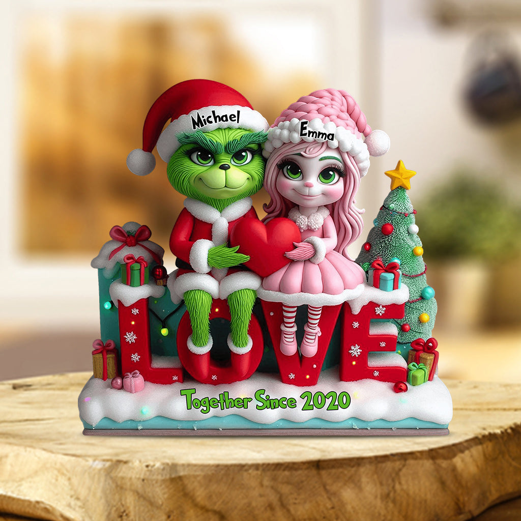 Couple Gift Merry Grinchmas - Personalized Stole Christmas Custom Shaped Acrylic Plaque