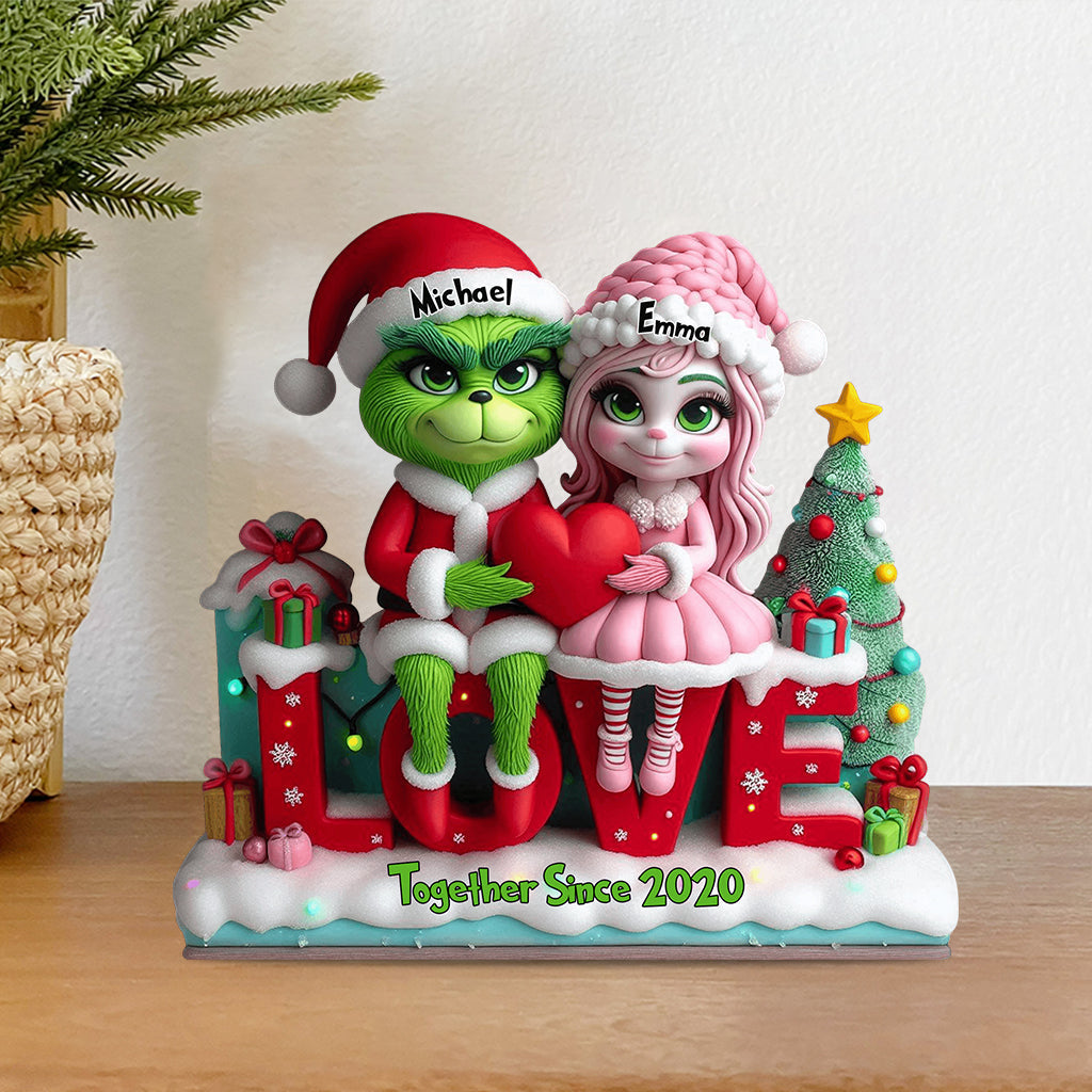 Couple Gift Merry Grinchmas - Personalized Stole Christmas Custom Shaped Acrylic Plaque