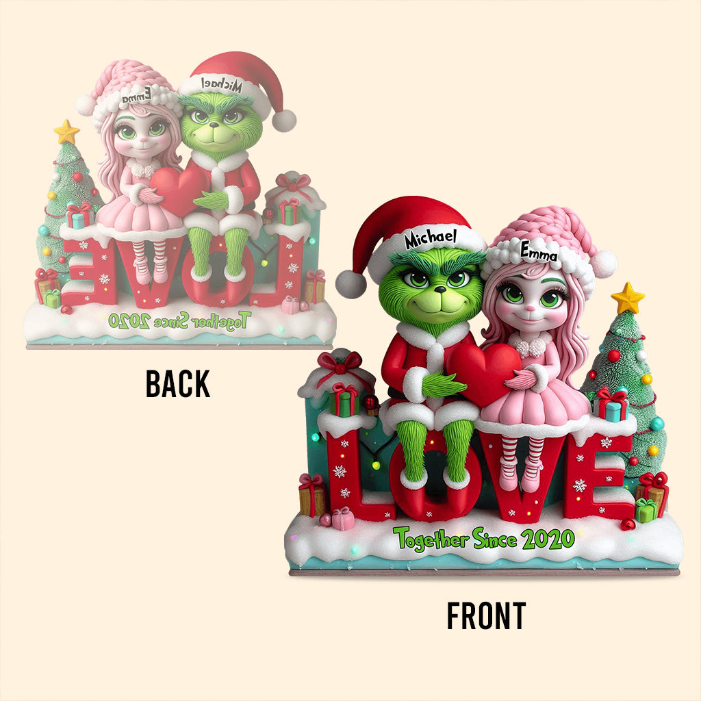 Couple Gift Merry Grinchmas - Personalized Stole Christmas Custom Shaped Acrylic Plaque