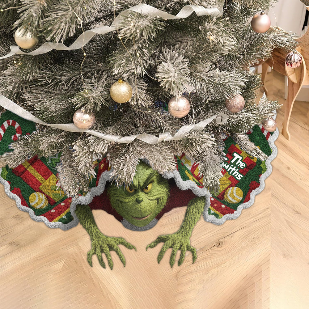 Joyeux Grinchmas - Jupe de sapin personnalisée en forme d'étole de Noël