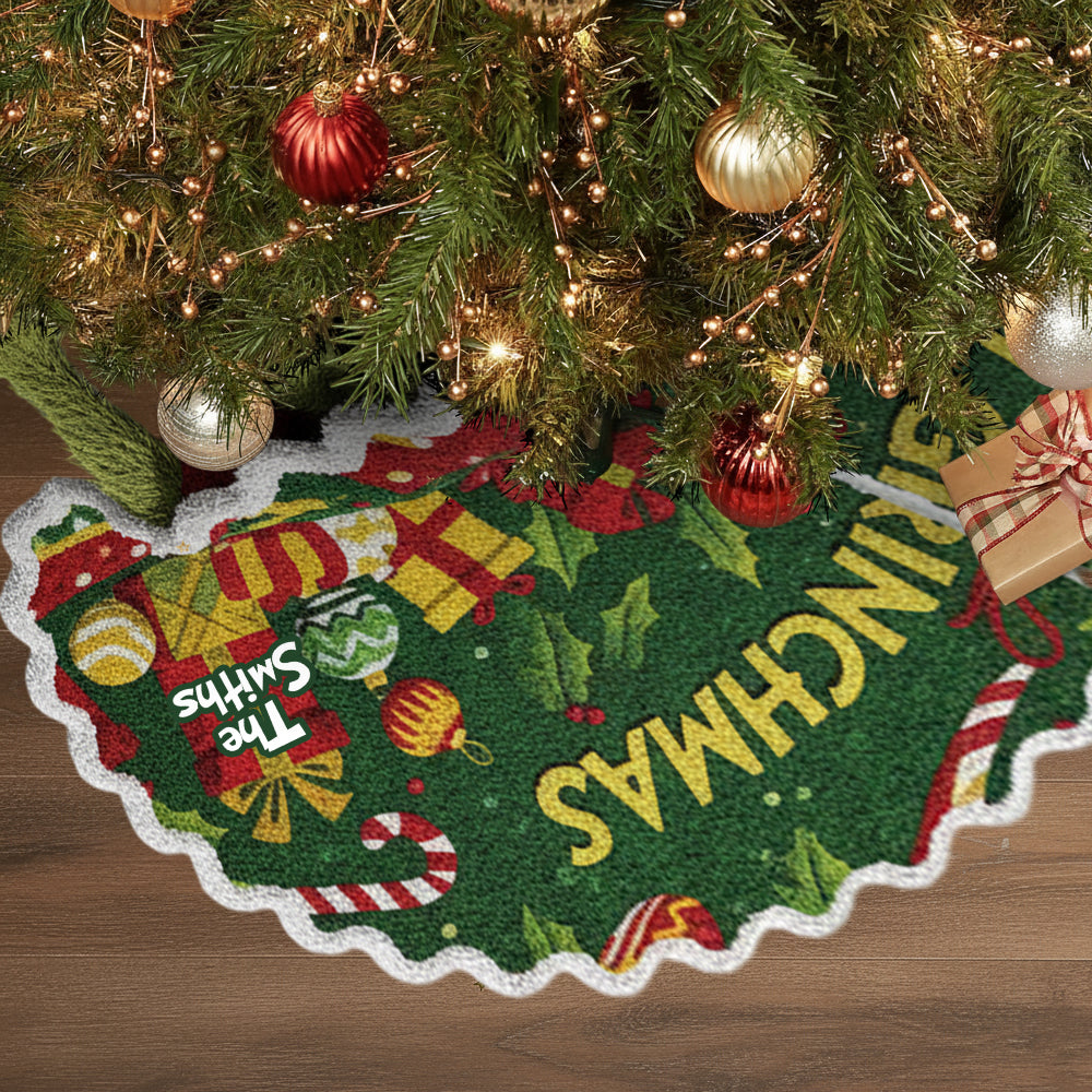 Joyeux Grinchmas - Jupe de sapin personnalisée en forme d'étole de Noël