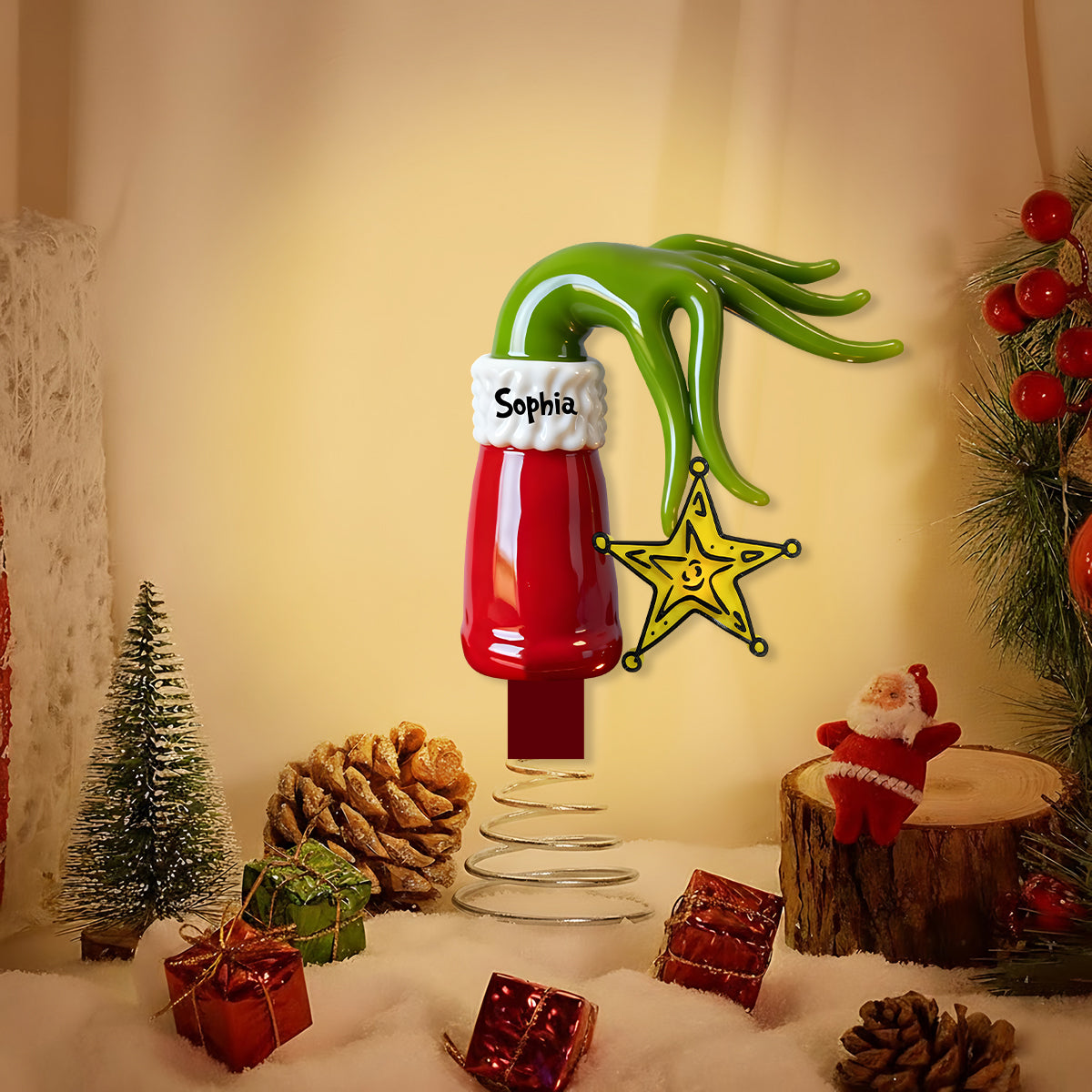 Grinchmas 2025 - Étole de Noël personnalisée avec guirlande lumineuse LED pour sapin de Noël