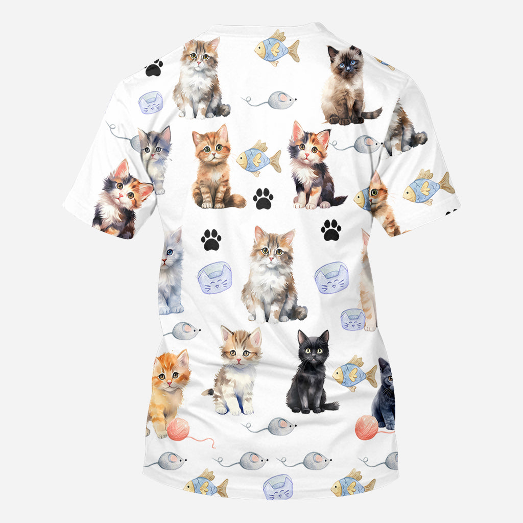 La vie est plus belle avec des chats - T-shirt personnalisé avec un motif chat.