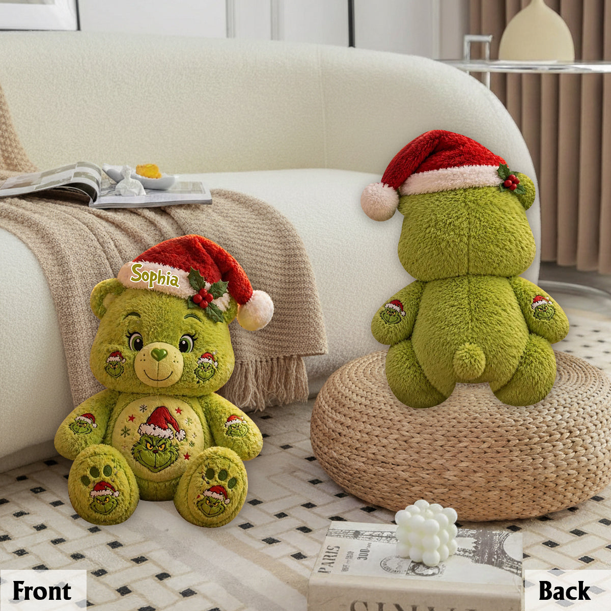 Merry Grinchmas - Personalized Stole Christmas Premium Faux Fur Pillow