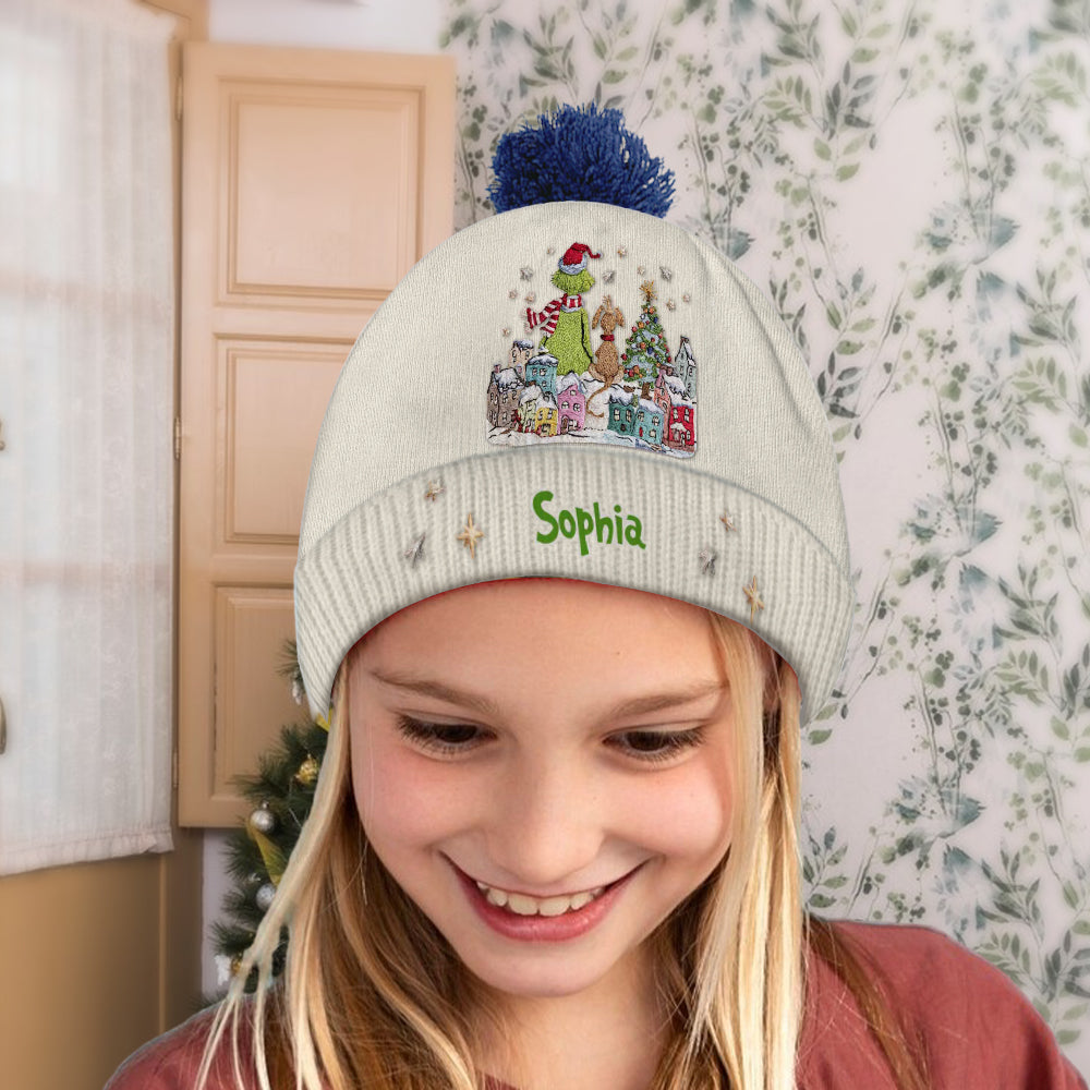 Joyeux Grinchmas - Bonnet de Noël personnalisé avec étole