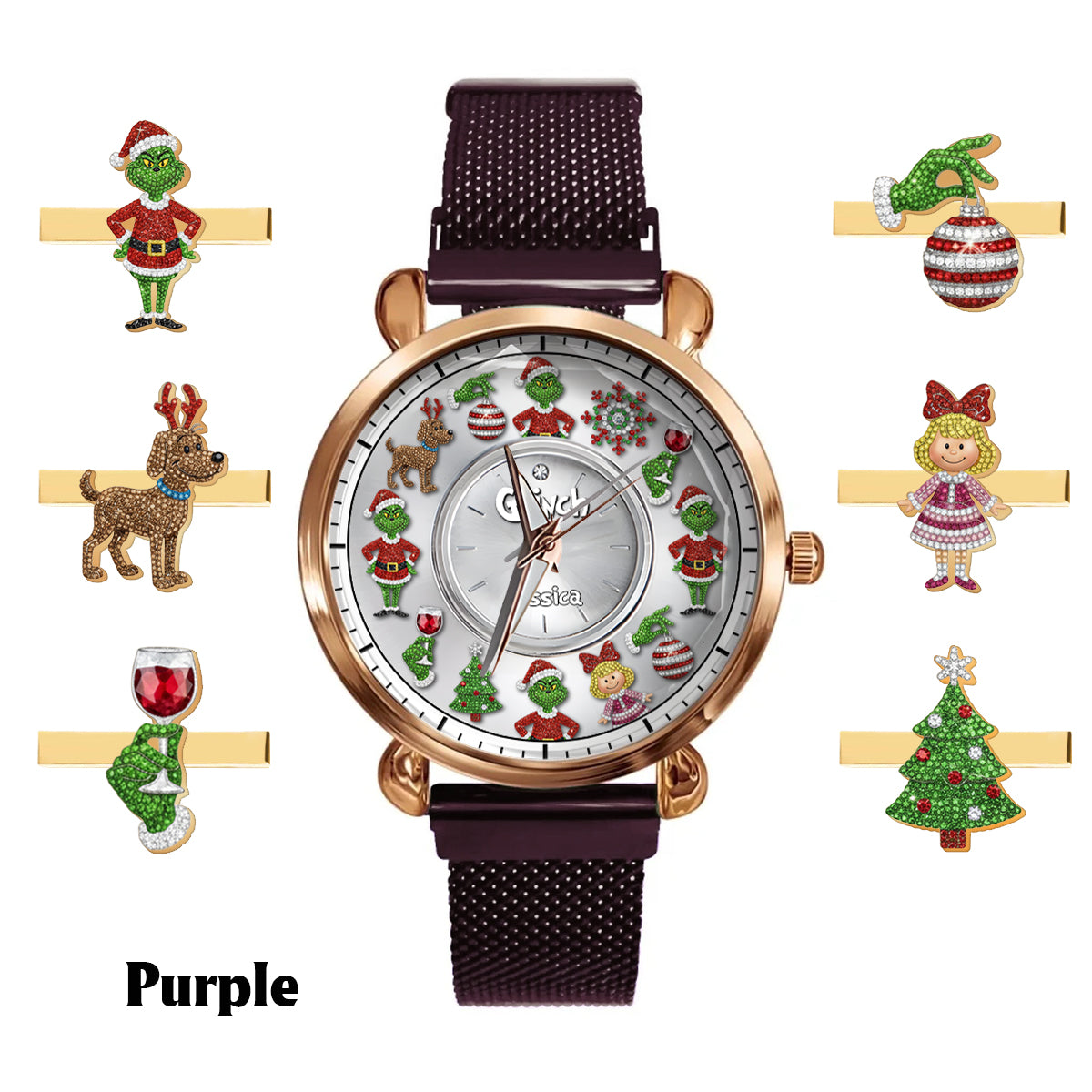 Joyeux Noël - Étole de Noël personnalisée pour femme - Montre-bracelet 