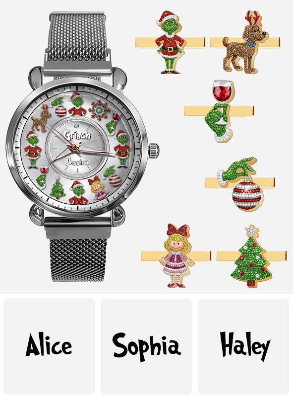 Joyeux Noël - Étole de Noël personnalisée pour femme - Montre-bracelet 
