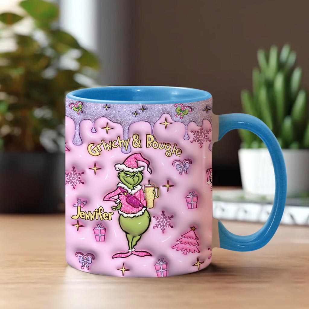 Grinchy &amp; Bougie - Mug personnalisé avec étole de Noël
