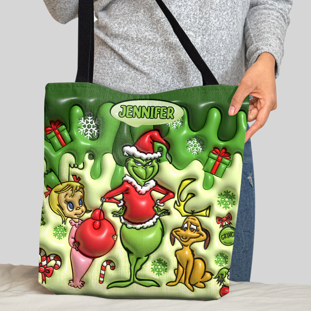 Joyeux Grinchmas - Sac fourre-tout de Noël personnalisé avec étole