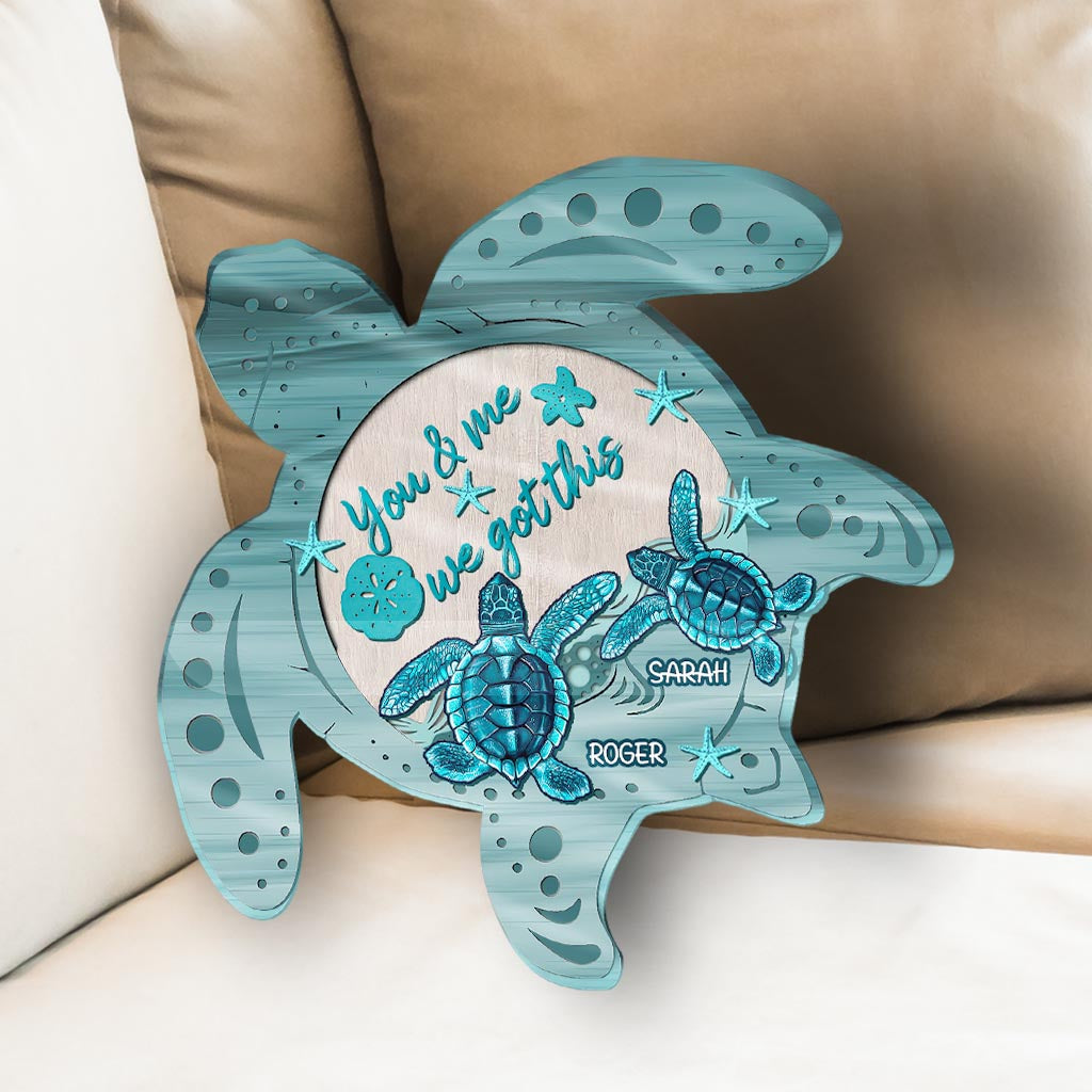 Couple génial de tortues - Oreiller personnalisé en forme de tortue