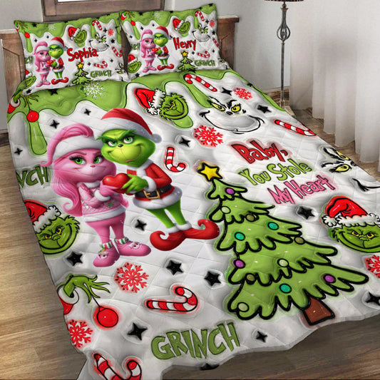 You Stole My Heart - Personalized Stole Christmas Quilt Set