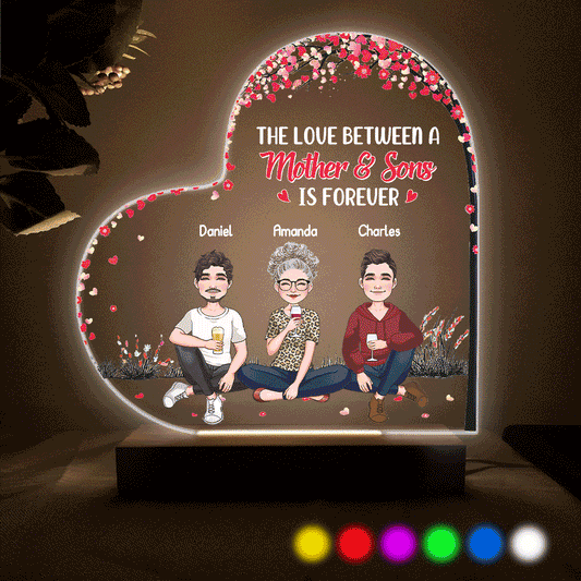 L'amour entre une mère et ses filles et fils - Cadeau pour maman, fille, fils - Plaque lumineuse personnalisée