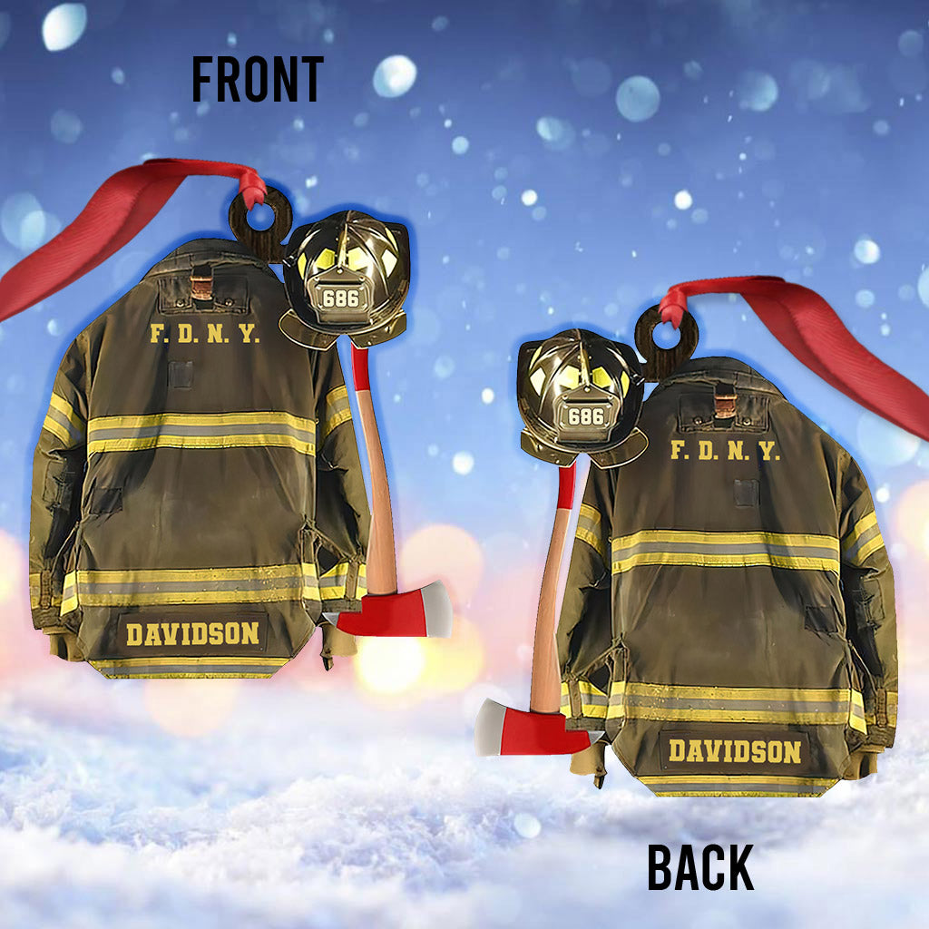 Mon uniforme - Ornement de Noël personnalisé de pompier (Imprimé des deux côtés)