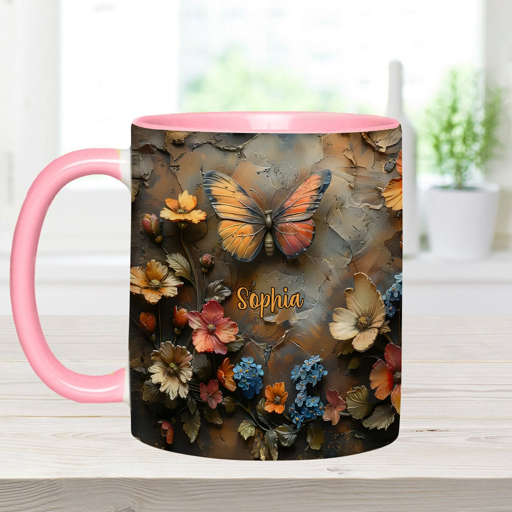 Mug personnalisé à motif papillon - Rose et papillon chics