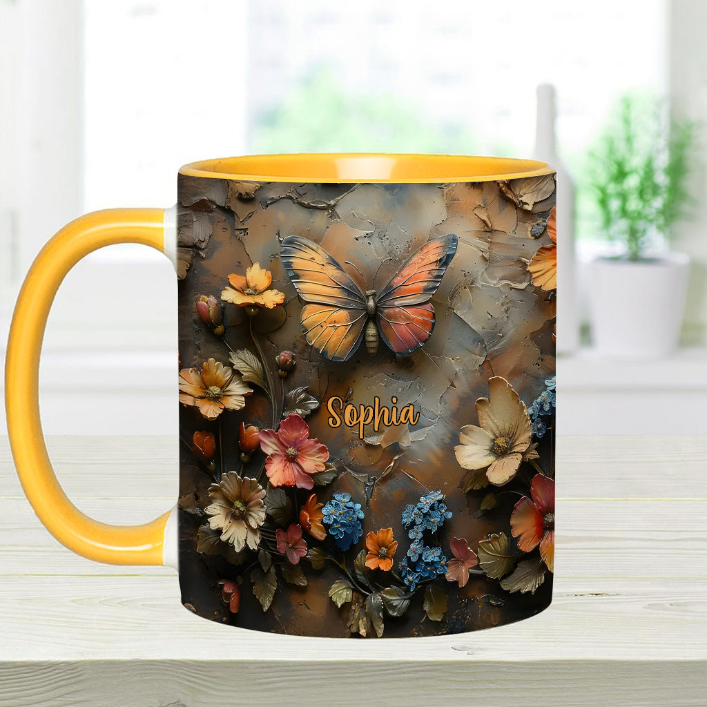 Mug personnalisé à motif papillon - Rose et papillon chics