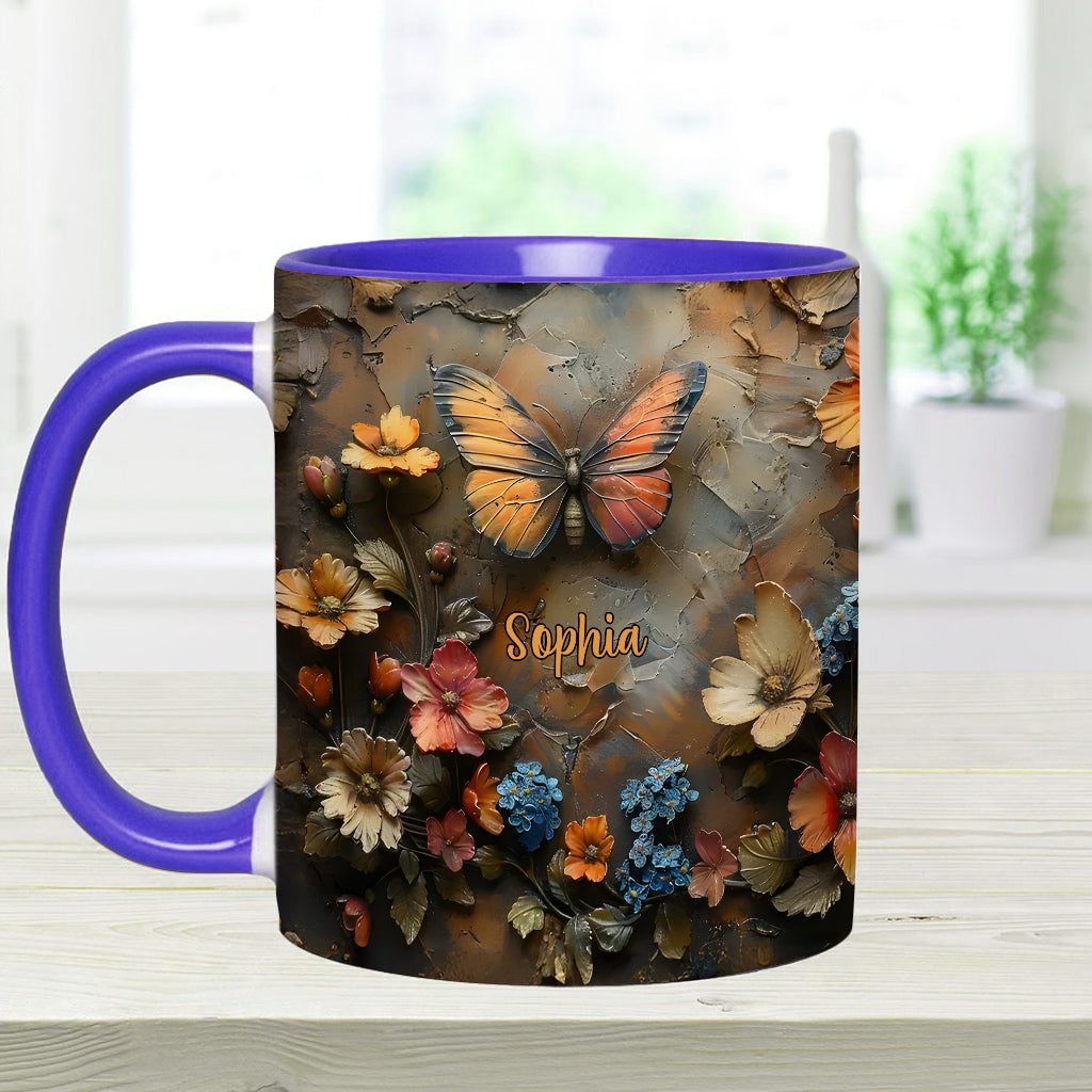 Mug personnalisé à motif papillon - Rose et papillon chics