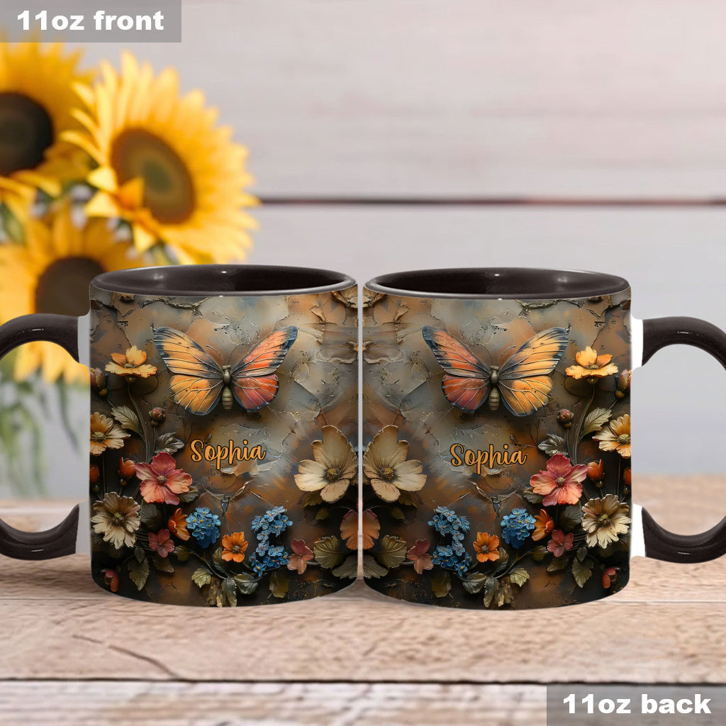Mug personnalisé à motif papillon - Rose et papillon chics