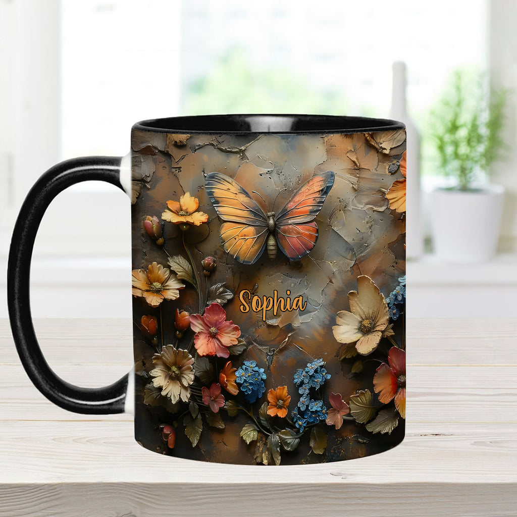 Mug personnalisé à motif papillon - Rose et papillon chics