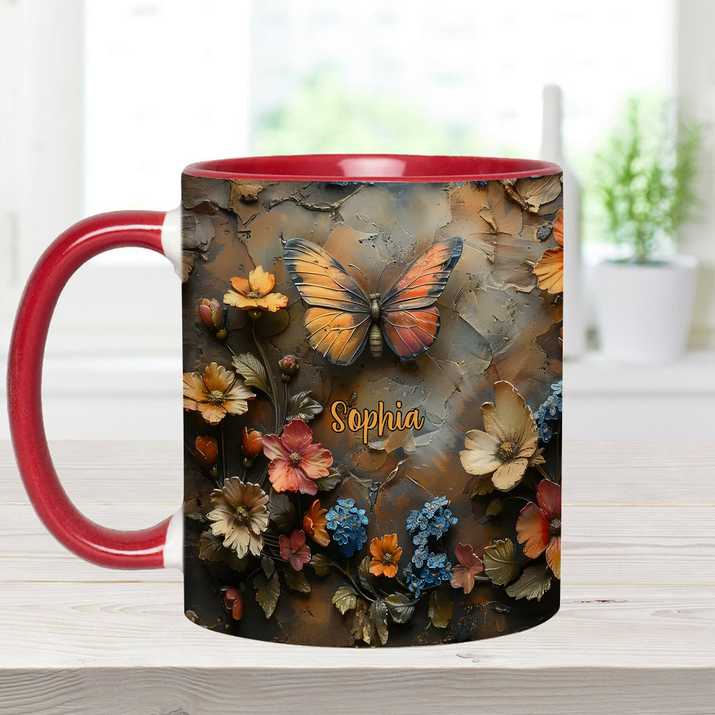 Mug personnalisé à motif papillon - Rose et papillon chics