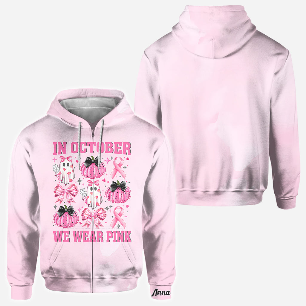 In October We Wear Pink - Personalized Breast Cancer Awareness All Over Shirt