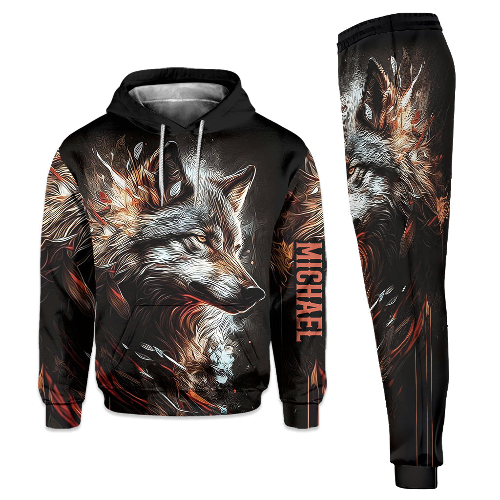 Strong Wolf - Personalized Wolf Hoodie and Sweatpants