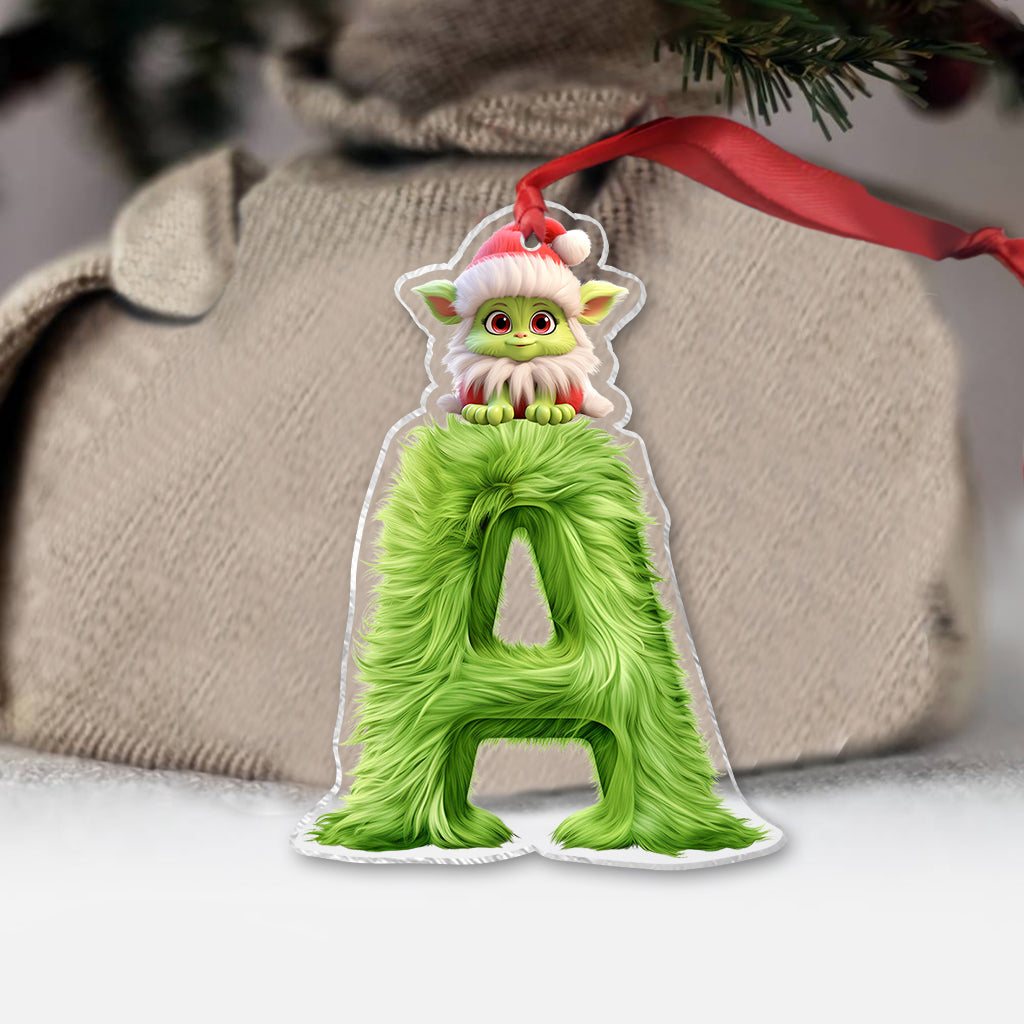 Lettre du Grinch - Ornement de Noël transparent personnalisé en forme d'étole